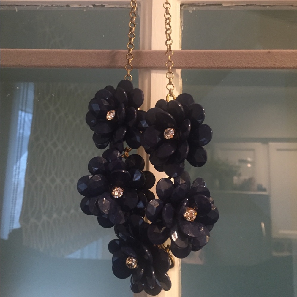 Navy Blue flower resin statement necklace